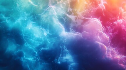 Poster - Abstract blend of colorful light waves and deep ocean text