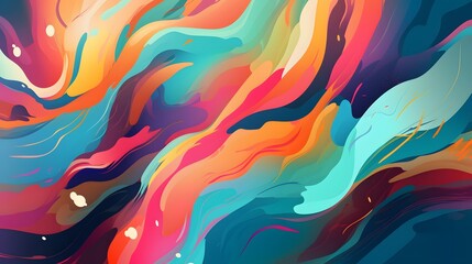 Poster - Vibrant abstract waves, colorful swirling patterns creating dynamic flow, ideal for creative projects or artistic displays.