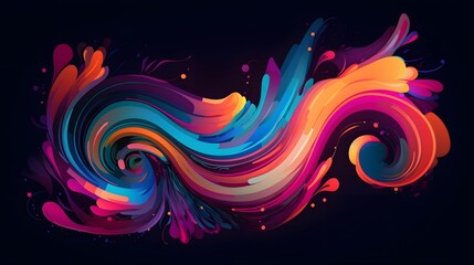 Poster - Colorful abstract swirl pattern, vibrant hues of blue, pink, and orange blended artfully, suitable for creative projects or backgrounds.
