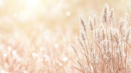 Wall Mural - Serene Autumn Meadow with Ornamental Grasses in Soft Light