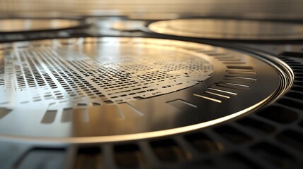Leinwandbilder - Silicon wafers with microchips are being produced in a factory