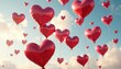 © AiGallery - Valentine's Day heart-shaped balloons floating in the air, celebration, love, decoration