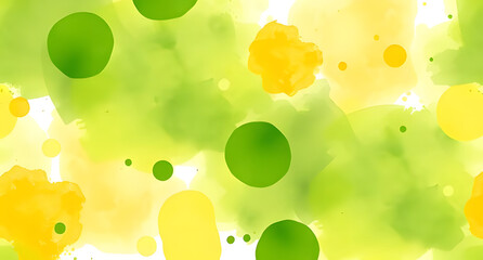 Green yellow lime abstract watercolor pattern. Color. Artistic background for design. Daub, stain, splash, mix, water, paint, liquid. Grunge. Spring summer greenery bloom. Bright shades. Template.