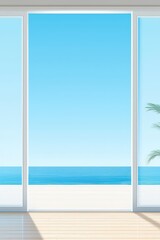 Wall Mural - bright ocean view through modern glass doors
