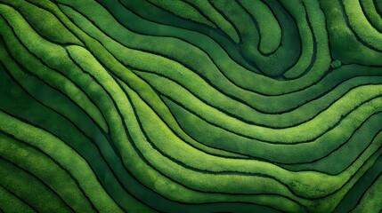 Poster - Abstract green waves, vibrant flowing lines creating a sense of movement, perfect for backgrounds and nature themes.