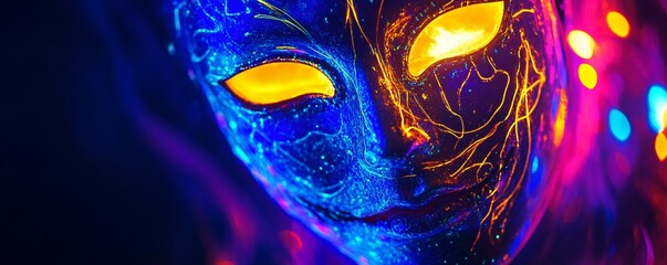 Poster - Model posing with fluorescent paint makeup for a photoshoot