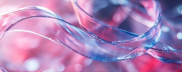 Aufkleber - Blue and pink bokeh with transparent wavy shapes creating an abstract background