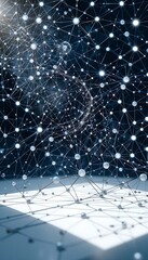 Poster - Illuminated Network Nodes Connected by Lines Form a Complex Web
