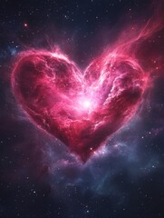 Wall Mural - cosmic heart nebula day - a vibrant heart-shaped nebula glows in the vastness of space, symbolizing 