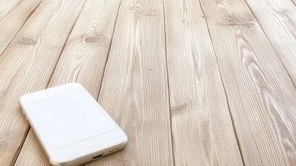 Poster - Smartphone on Light Wooden Tabletop Background
