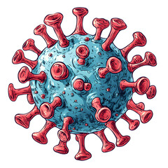 Poster - Colorful Illustration of a Virus with Distinctive Spike Proteins