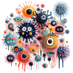 Poster - Colorful Abstract Microorganisms, Vibrant Bacteria Illustration