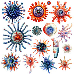 Poster - Vibrant Marine Life with Colorful Abstract Creatures Underwater
