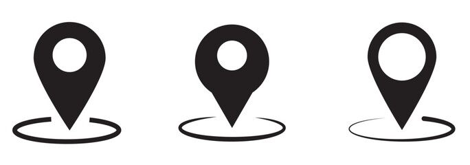 Poster - Location icon set, Map pin place marker. location pointer icon symbol in flat style. Red Location pin icon, Navigation sign
