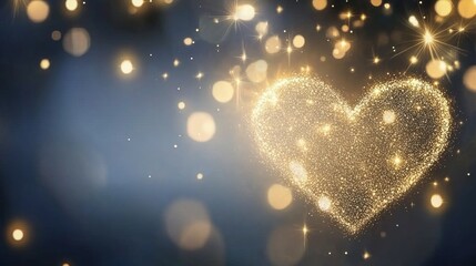 Poster - Sparkling Golden Heart, Festive Glitter Background