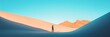 © Nima - Minimalist Desert Landscape Copy Space - Solitude, journey, exploration, hope, serenity. A single figure stands in a vast desert landscape