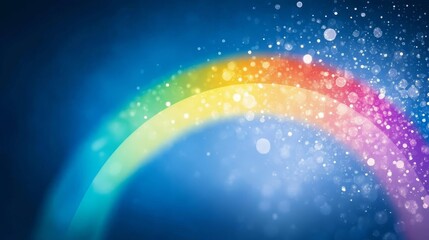 Canvas Print - Sparkling Rainbow Arc, Glowing Lights, Blue Background