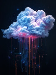 Poster - digital cloud from board lines cloud technology visualization . Generative AI