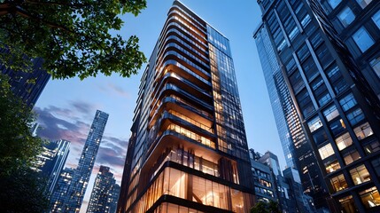 Poster - Modern Cityscape Night Architecture Luxury Building Design