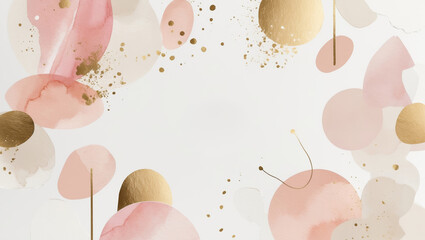Poster - elegant abstract design featuring soft pink and gold elements on a light background, perfect for inv