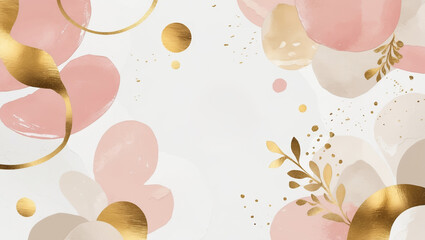 Poster - elegant floral background with soft colors and gold accents for invitations or decorative purposes