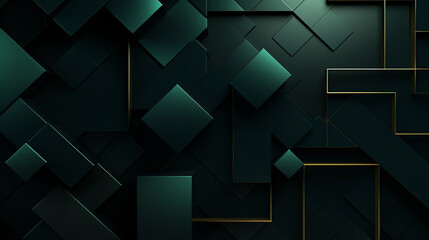 Aufkleber - A dark green modern background with golden geometric lines, ideal for festive and technology presentations.

