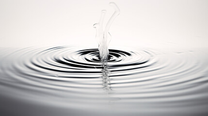 Aufkleber - A drop of water falls, creating ripples on the surface against a dark background, ideal for presentations.

