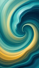 Poster - Abstract Swirling Teal and Gold Hues Painting