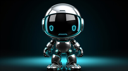 Poster - A minimalist 2D AI robot concept in sleek silver, set against a futuristic tech background for a banner.

