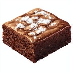 Wall Mural - Delicious Chocolate Brownie Dessert with Icing Sugar Top View, Perfect for Treats and Celebrations