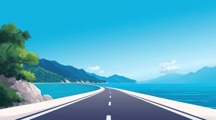 Wall Mural - Scenic Coastal Road Along Turquoise Waters