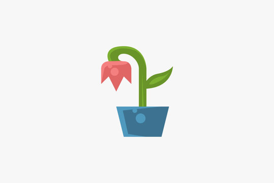 Pink flower in the pot logo