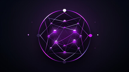 Poster - A modern tech logo with overlapping geometric shapes on a violet purple background for a banner.

