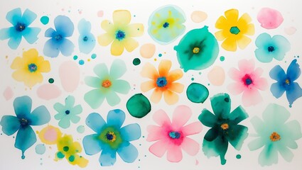 Poster - colorful watercolor flowers creating a vibrant and artistic display in a bright setting