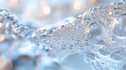 Poster - Close-up of Soap Bubbles in Water, Bright and Reflective, Creating a Magical World of Light and Texture, Perfect for Capturing Everyday Moments and Celebrations