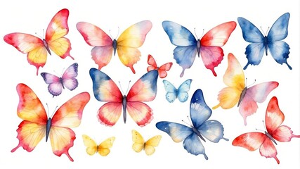 Poster - colorful watercolor butterflies arranged in a vibrant display of nature's beauty and creativity