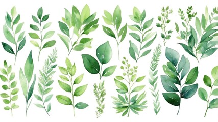 Poster - Various green leaves arranged in a beautiful pattern showcasing nature's diversity and vibrancy