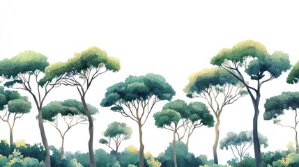 Green Pine Trees Forest Landscape, Nature Background, for Design