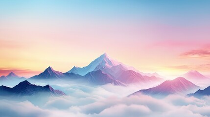 Wall Mural - Serene Mountain Landscape at Dawn with Colorful Sky