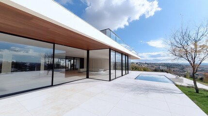 Sticker - Modern hillside home with pool, panoramic view