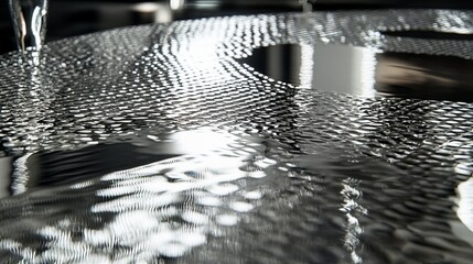 Poster - Reflections and droplets on a textured surface create a mesmerizing visual in soft light