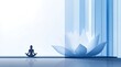 © Tanish - Meditation, yoga pose with lotus flower background,International Yoga Day concept