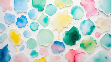 Poster - Vibrant watercolor circles in various colors on a light background showcasing creative artistic expression