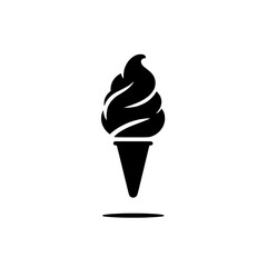 Wall Mural - Sweet Treat Icon: A simple yet bold black and white icon of a soft serve ice cream cone, perfect for branding, menus, and summer-themed designs.