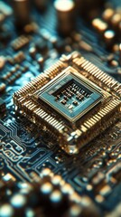 Poster - Close-up CPU chip circuit board technology background