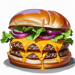 Wall Mural - hamburger on white background