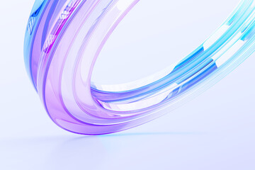 Poster - 3d glass holographic spinning circle, speed motion effect on blue macro background render. Abstract purple circular line, rainbow color gradient, energy round ring, magic spiral swirl. 3D illustration