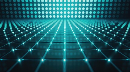 Poster - Futuristic Abstract Background with Glowing Blue Dots and Lines