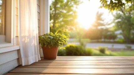 Poster - Sunset porch plant, home exterior, summer