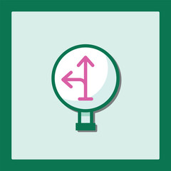 Poster - Directional Icon: Go Straight or Turn Left
